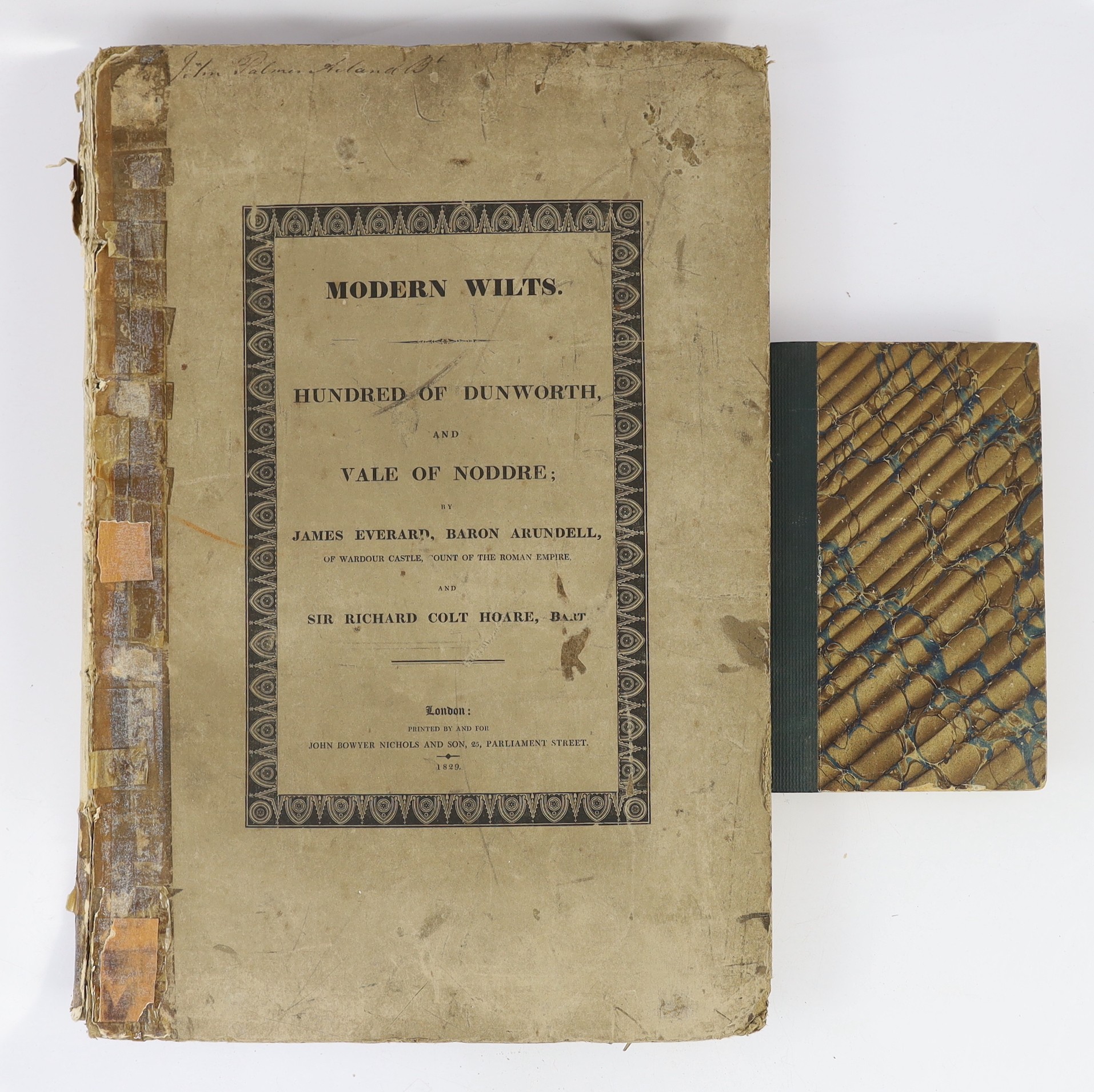 WILTS: Everard, James (Lord Arundell) and Hoare, Sir Richard Colt - The History of Modern Wiltshire. Hundred of Dunworth and Vale of Noddre. d-page map, 15 portraits and plates